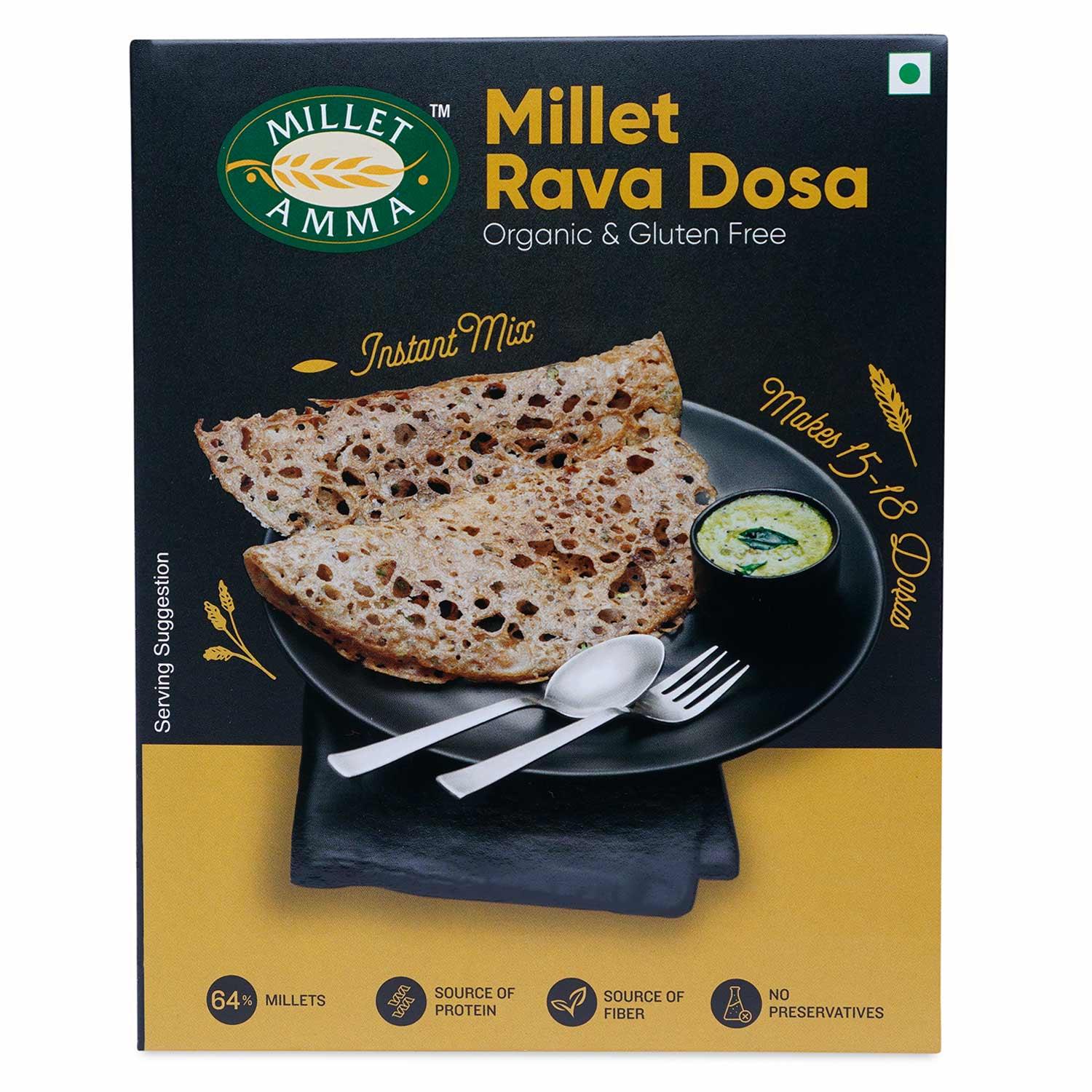 Millet RavaDosa Millet Rava Dosa Mix | 250 Gms Pack | 58% Millet Content | Easy & Ready to Cook | Instant Millet Breakfast Mix | Rich in Protein & High Fiber | 100% Vegan - Image 1